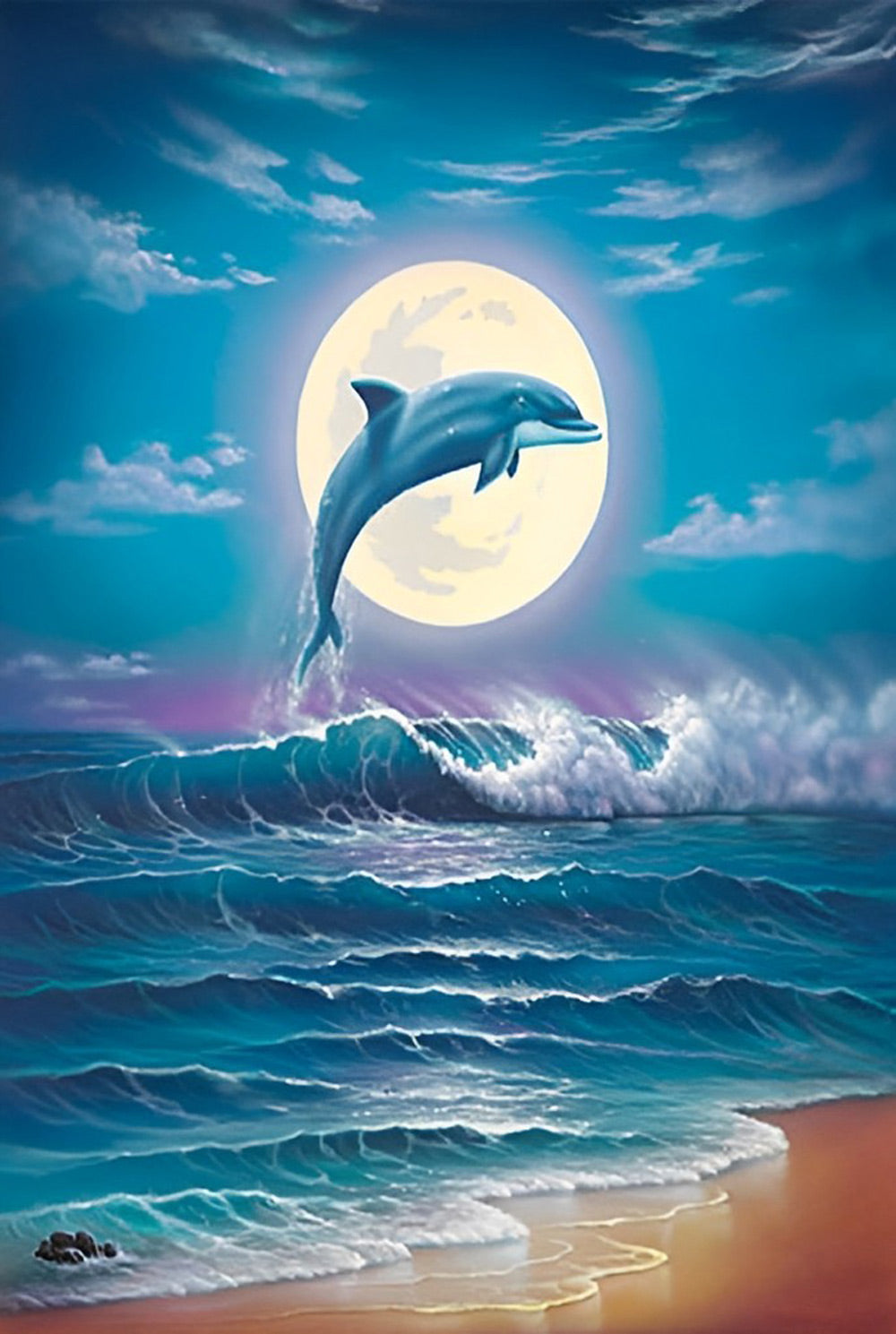 De Maan en de Blauwe Dolfijn Diamond Painting