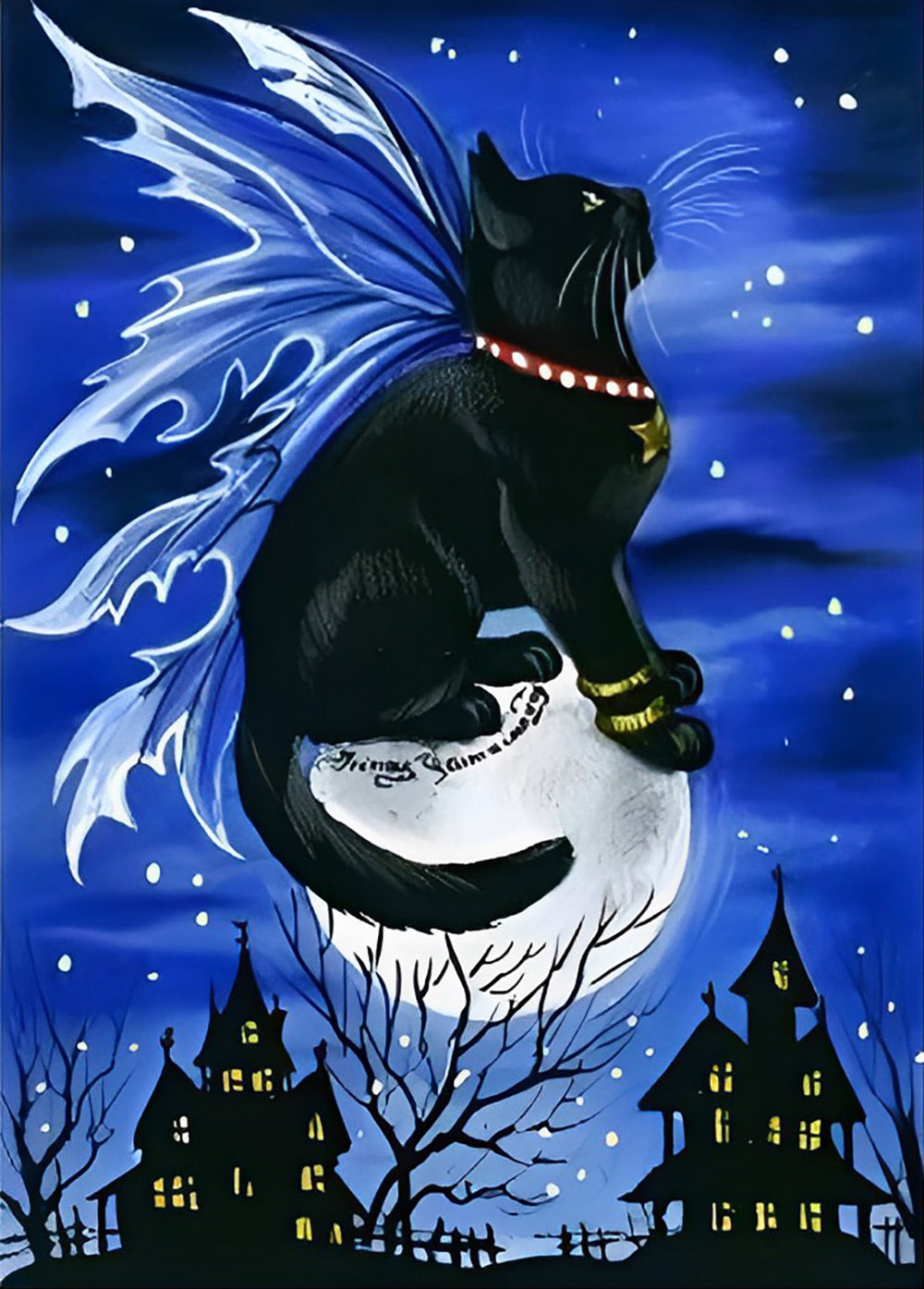 De Maan en de Zwarte Kat met Vleugels Diamond Painting