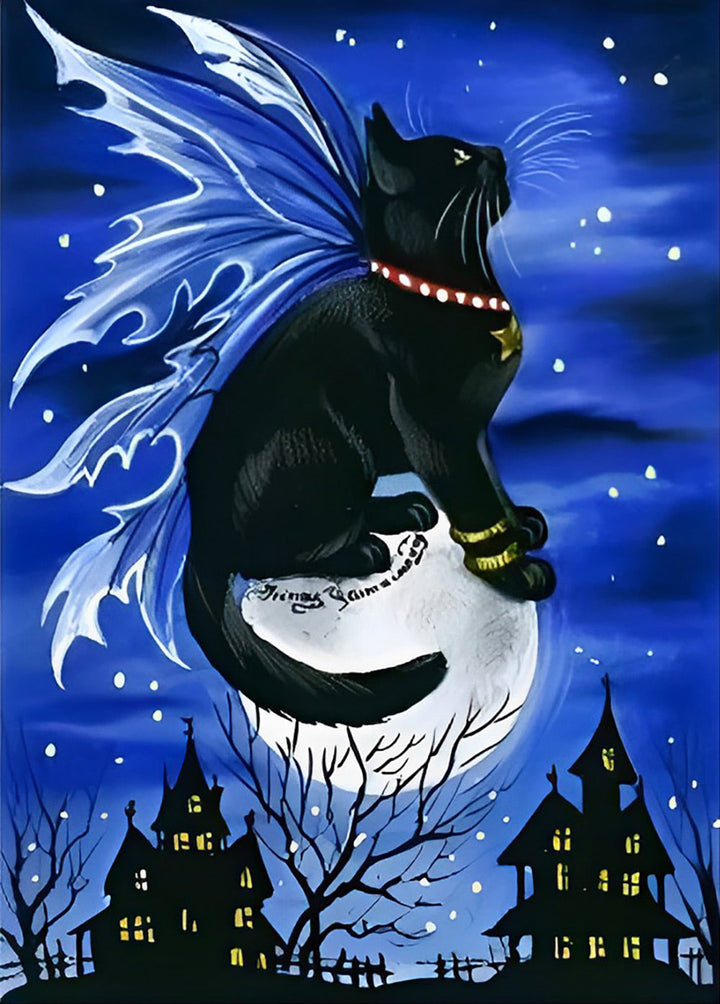 De Maan en de Zwarte Kat met Vleugels Diamond Painting