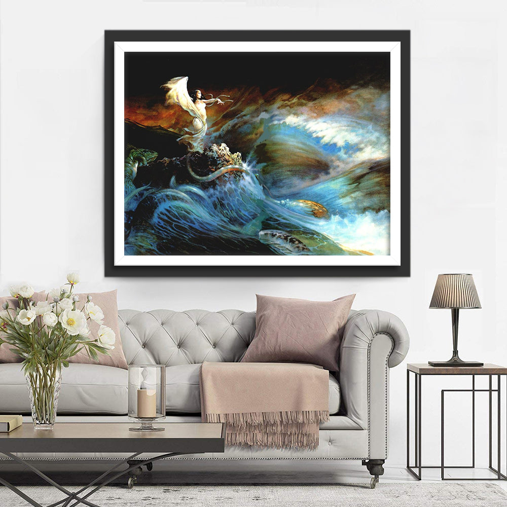 De Majestueuze Pracht van Fantasie in de Golvende Oceaan Diamond Painting