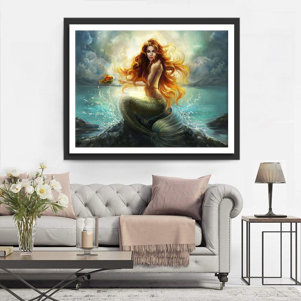 De Mystieke Zeenimf in Glinsterend Waterlicht Diamond Painting