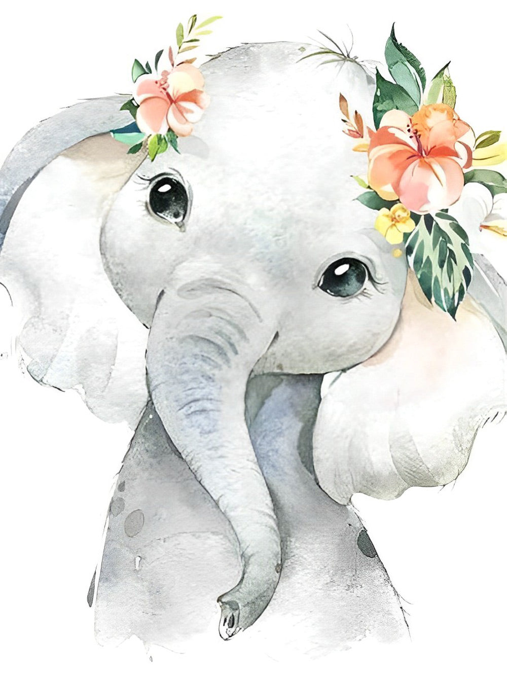 De Olifant met de Bloemen Diamond Painting