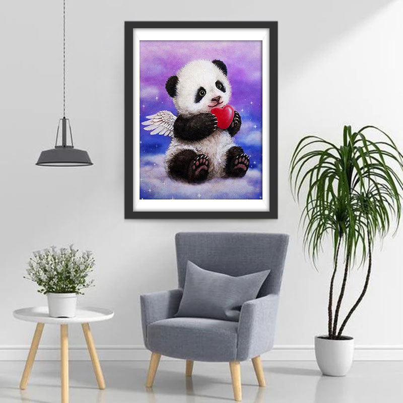 De Panda met het Hart in zijn Hand Diamond Painting