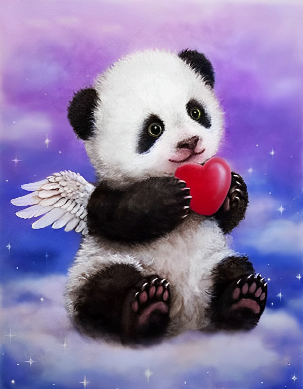 De Panda met het Hart in zijn Hand Diamond Painting