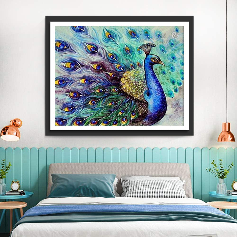 de Pauw Opent zijn Staart Diamond Painting