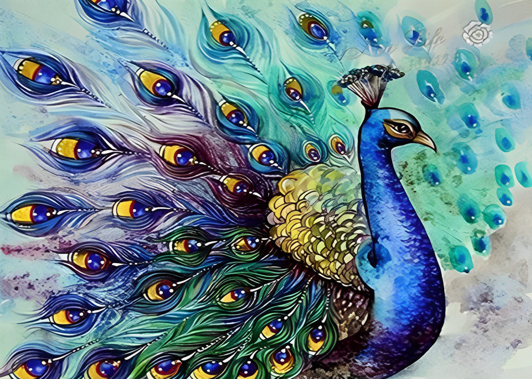 de Pauw Opent zijn Staart Diamond Painting