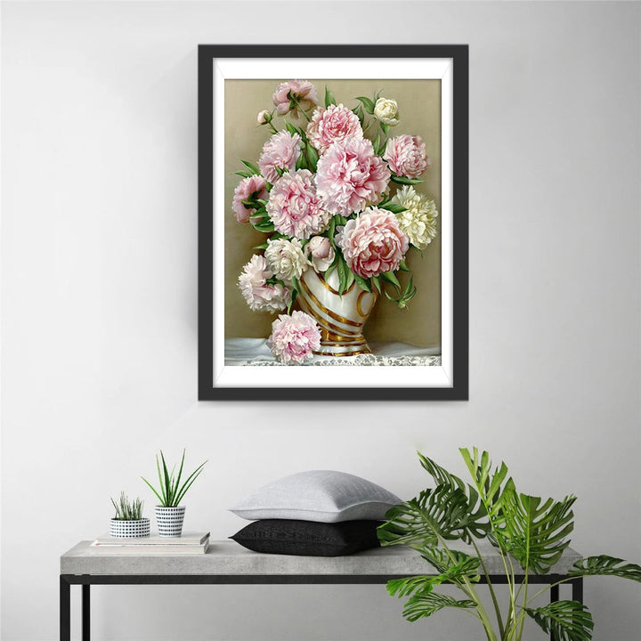 De Pioenrozen in de Elegante Vaas Diamond Painting