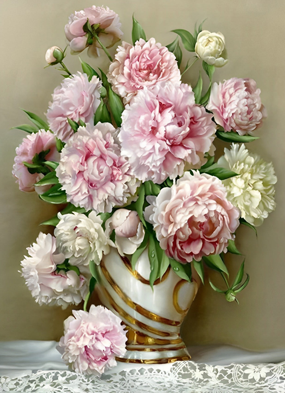 De Pioenrozen in de Elegante Vaas Diamond Painting