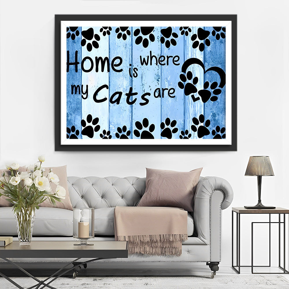 De Plek van Mijn Katten is Mijn Thuis Diamond Painting