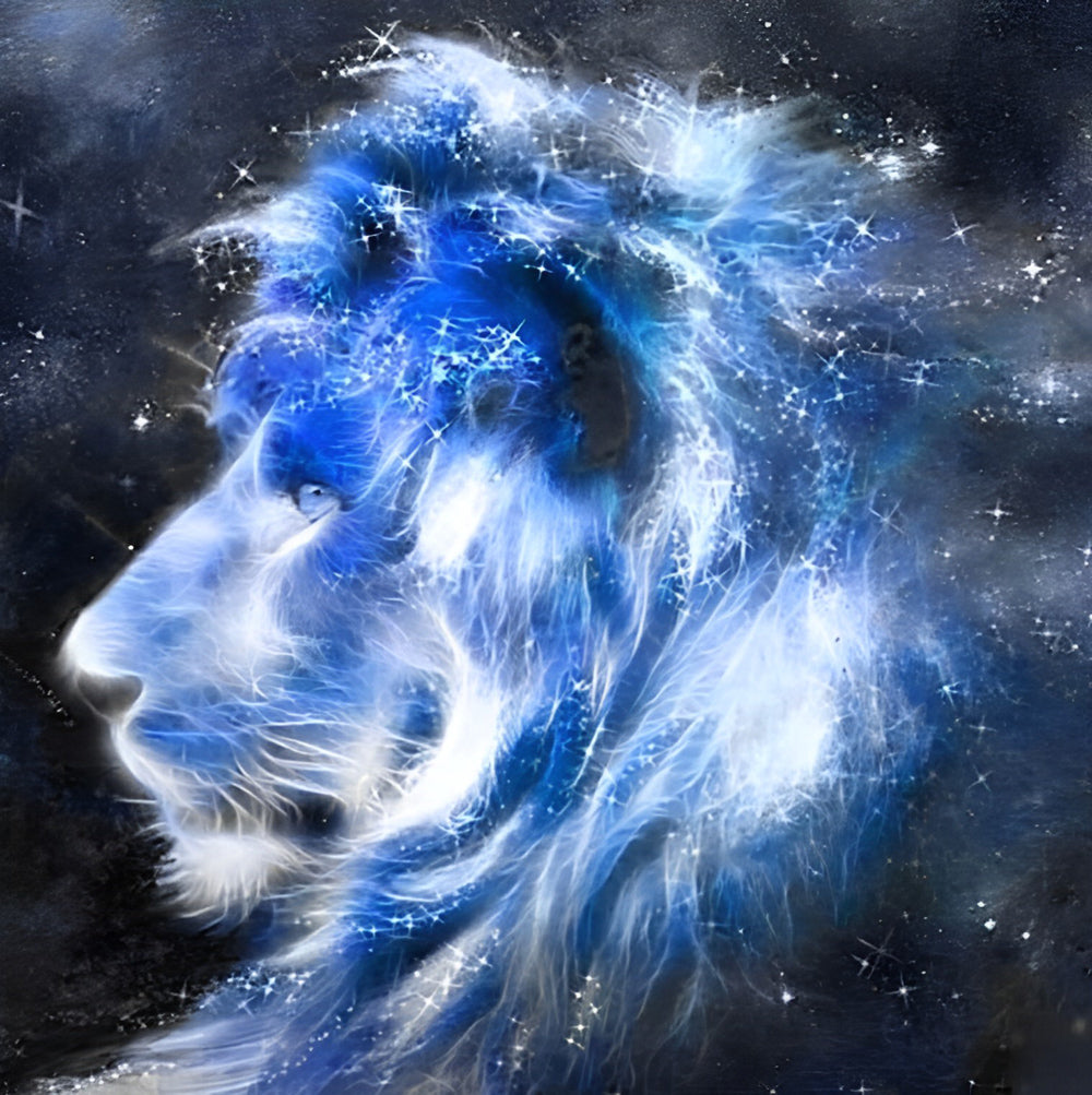 De Prachtige Blauw-Witte Leeuw Diamond Painting