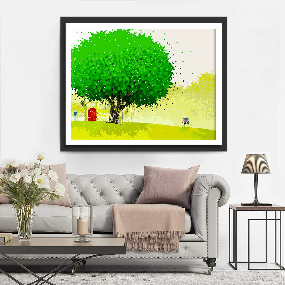 De Rode Deur onder de Grote Groene Boom Diamond Painting