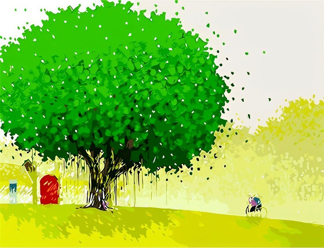De Rode Deur onder de Grote Groene Boom Diamond Painting