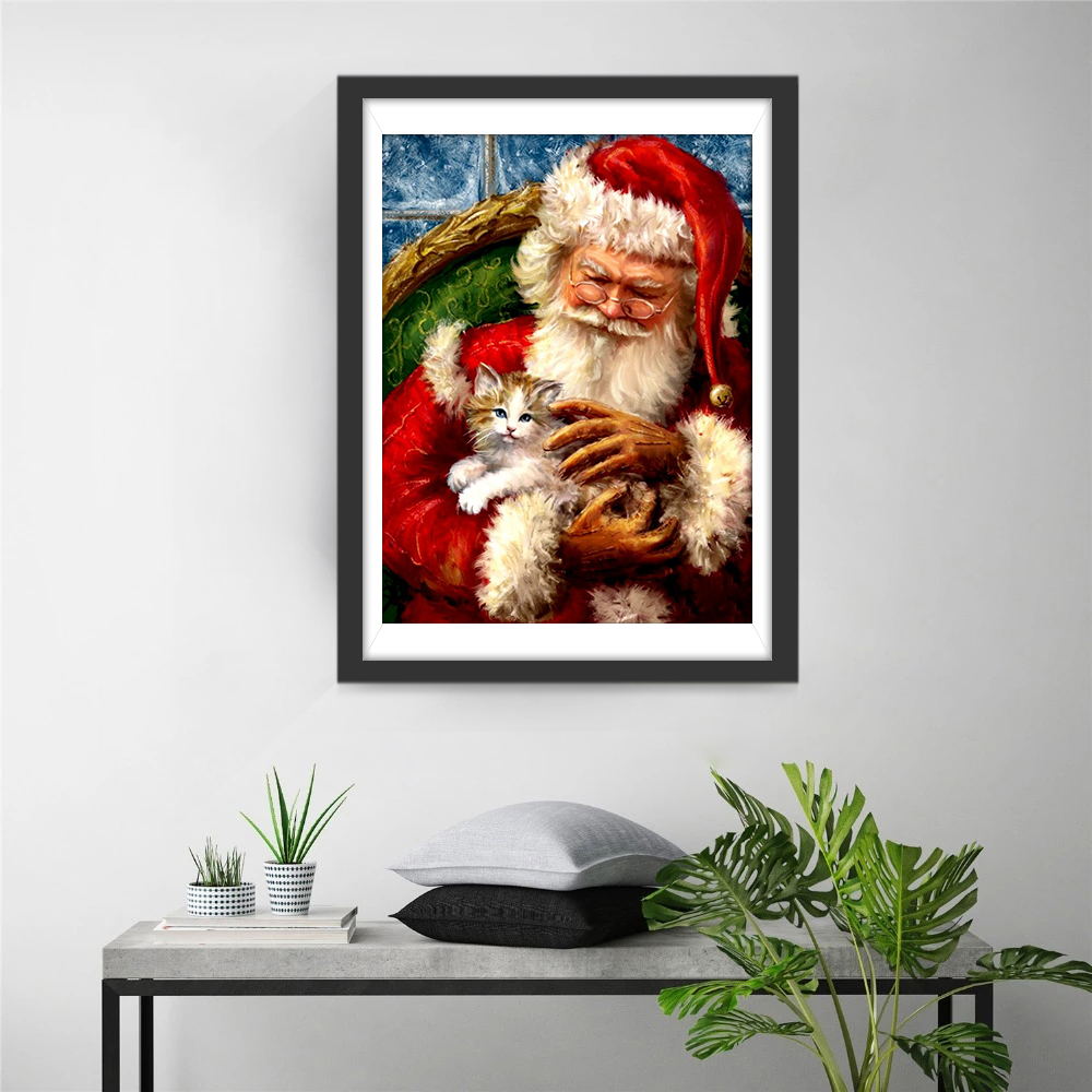 De Roode Kerstman en zijn Zachte Poesenvriend Diamond Painting