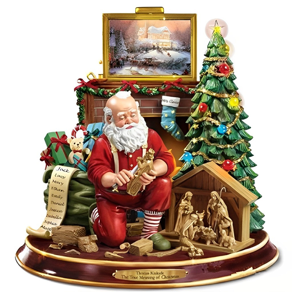 De Roode Kerstman in de Kersthoek met Boom en Kribbebeeldjes Diamond Painting