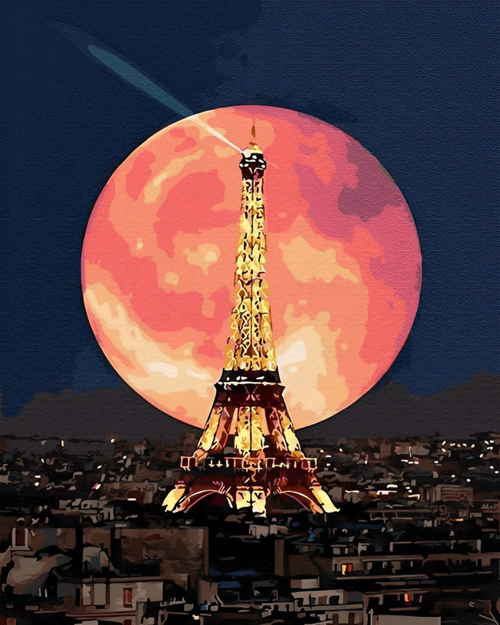 De Schitterende Toren bij Volle Maan Diamond Painting