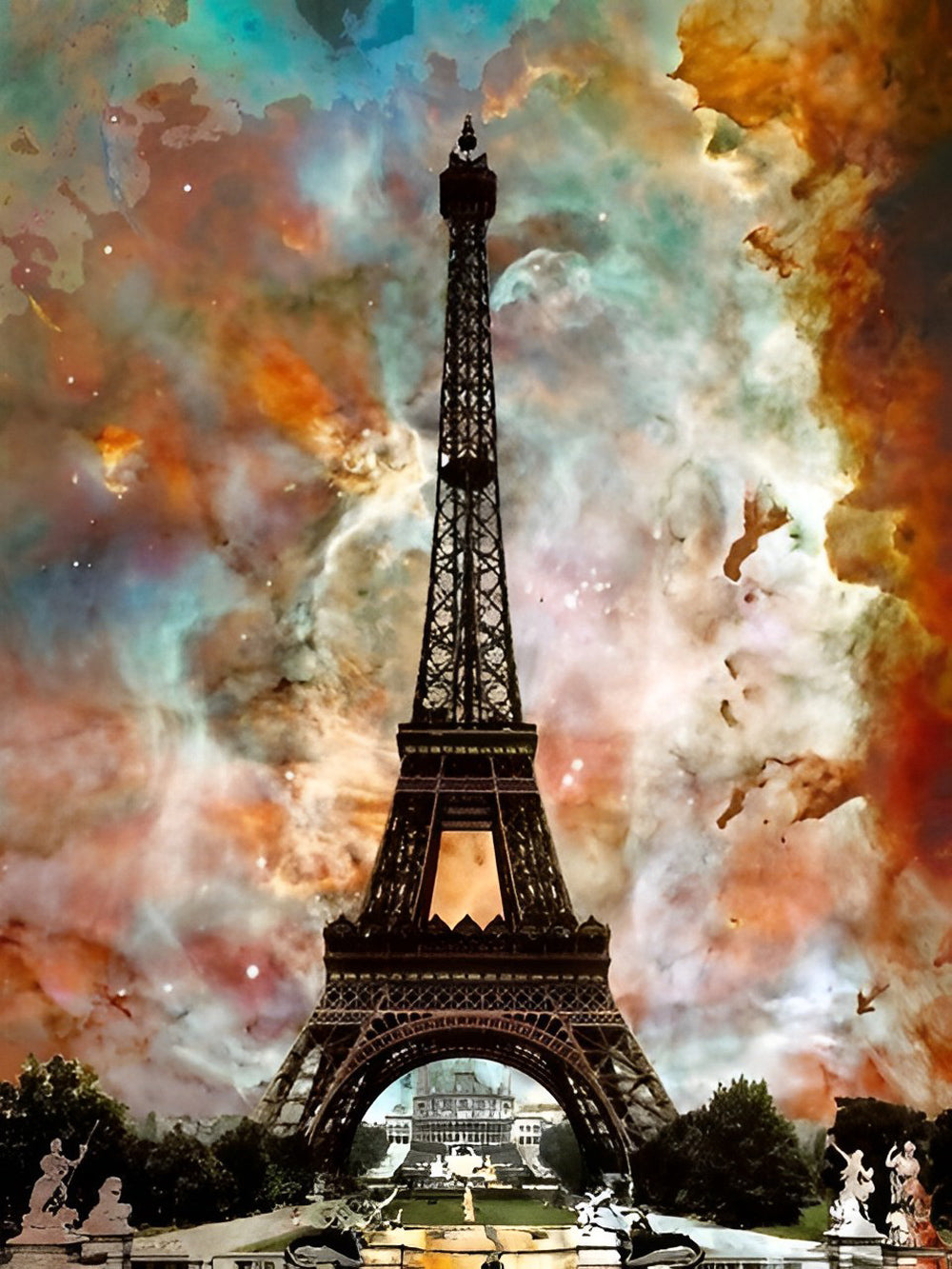 De Schitterende Toren in een Bont Neveldek Diamond Painting