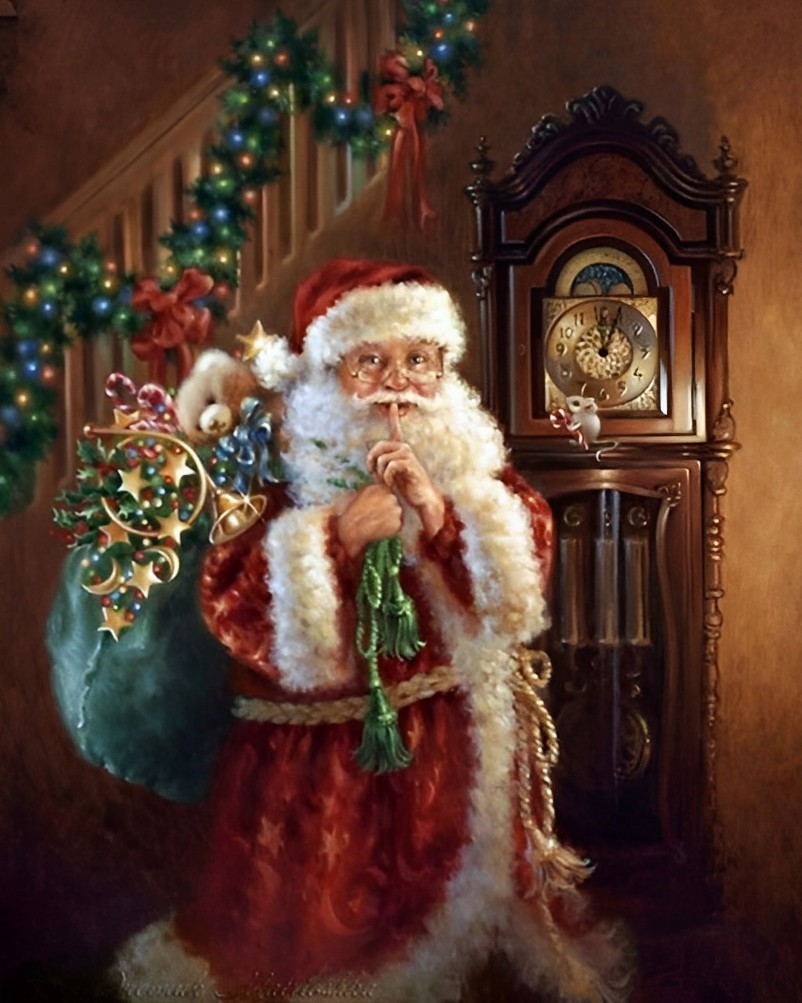 De Stiekem Rondsluipende Kerstman Diamond Painting