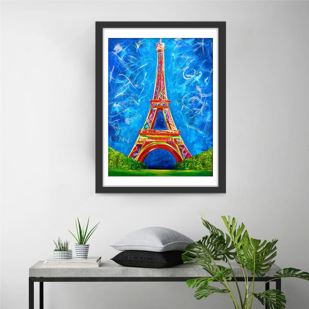 De Stijlvolle Eiffeltoren in Kleurrijk Tableau Diamond Painting