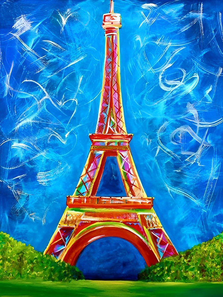 De Stijlvolle Eiffeltoren in Kleurrijk Tableau Diamond Painting