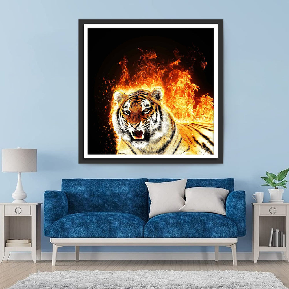 De Tijger Brandt van Woede Diamond Painting