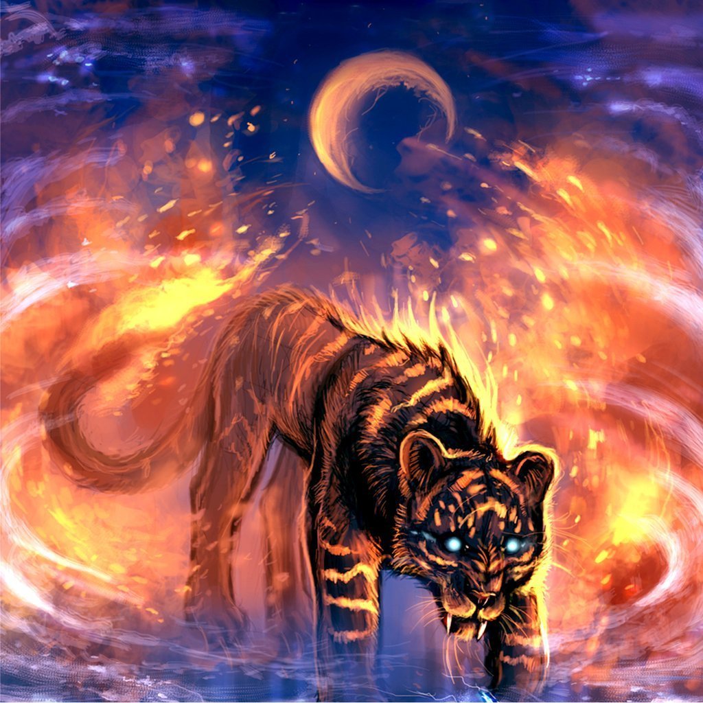 De Tijger die uit de Vlammen Kwam Diamond Painting