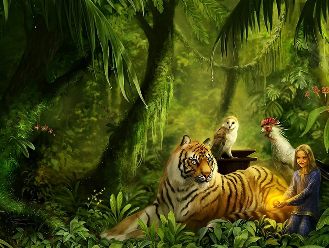 De Tijger, het Meisje en de Dieren in het Bos Diamond Painting
