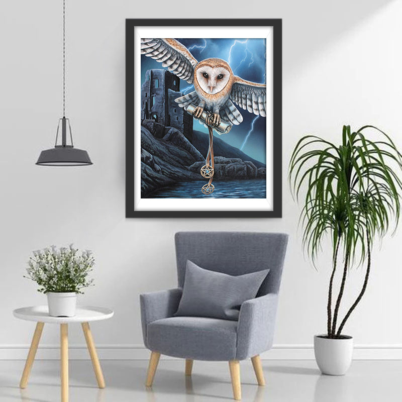 De Uil die de Boodschap Overbrengt te Midden van Donder en Bliksem Diamond Painting