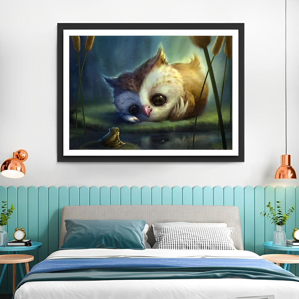 De Uil Kijkt naar de Kikker Diamond Painting