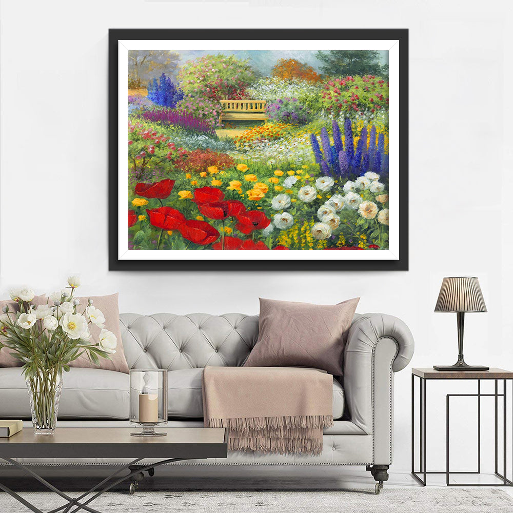 De Verfrissende Sfeer van de Tuin vol Bloemen Diamond Painting