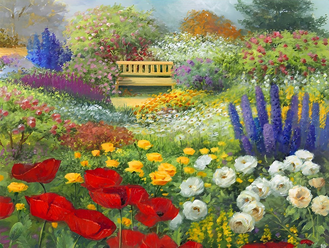 De Verfrissende Sfeer van de Tuin vol Bloemen Diamond Painting
