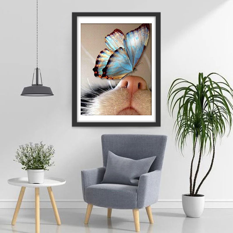 De Vlinder op de Neus van de Kat Diamond Painting