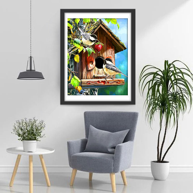De Vogel Kwam Thuis met een Aardbei Diamond Painting