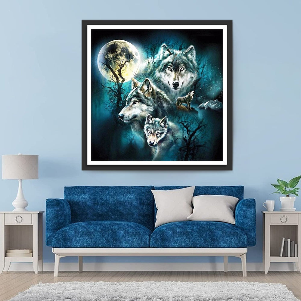 De Volle Maan en de Wolven Diamond Painting