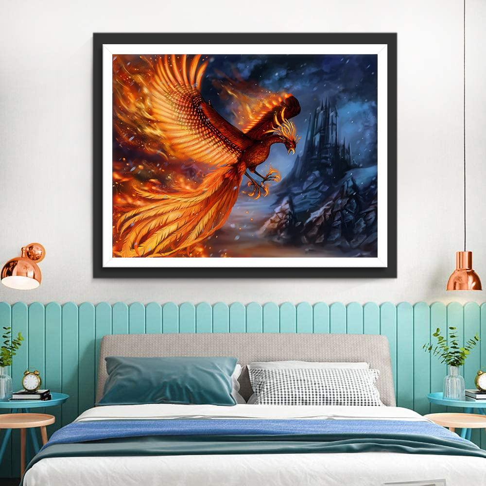 De Vuurfeniks voor het Donkere Kasteel Diamond Painting