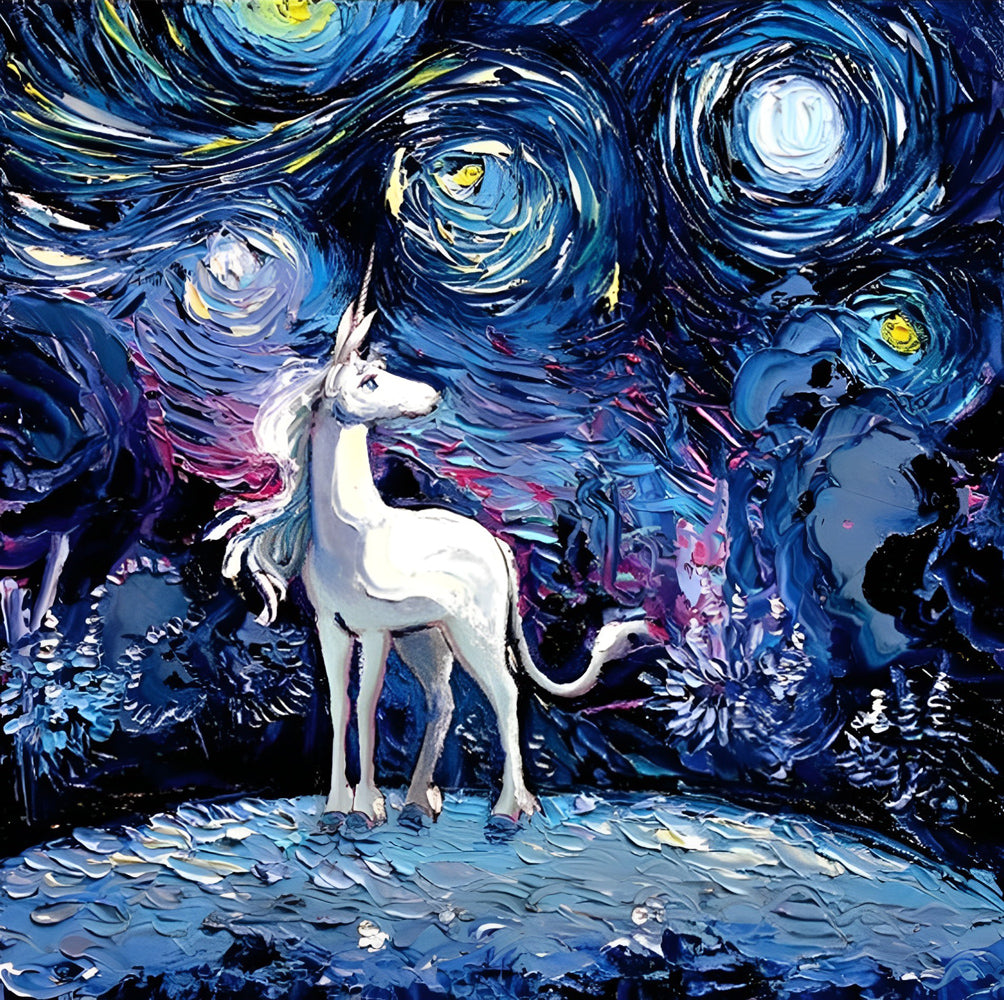 De Whirligigs en een Witte Eenhoorn Diamond Painting