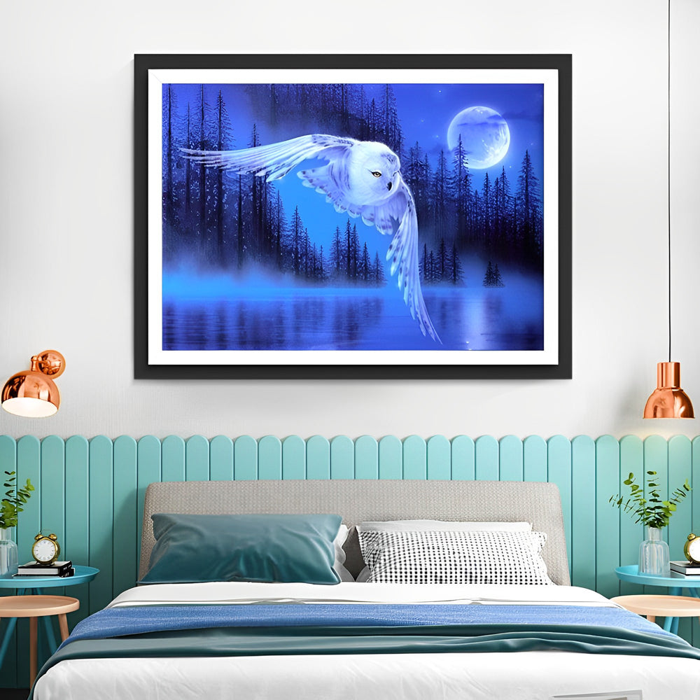 De Witte Adelaar Vliegt in het Maanlicht Diamond Painting