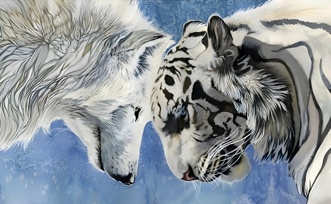 De Wolf en de Tijger Hebben hun Koppen bij Elkaar Diamond Painting