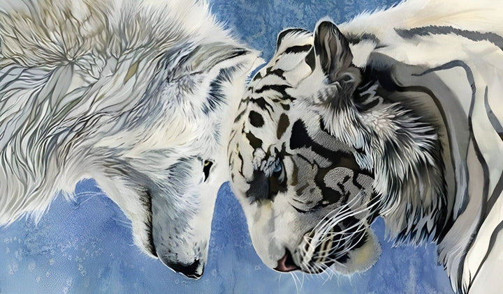De Wolf en de Tijger Hebben hun Koppen bij Elkaar Diamond Painting