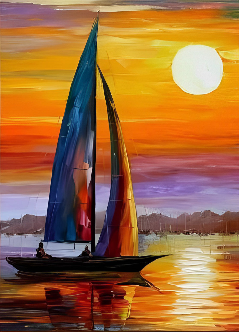 De Zeilboot tegen de Kleurrijke Hemel Diamond Painting