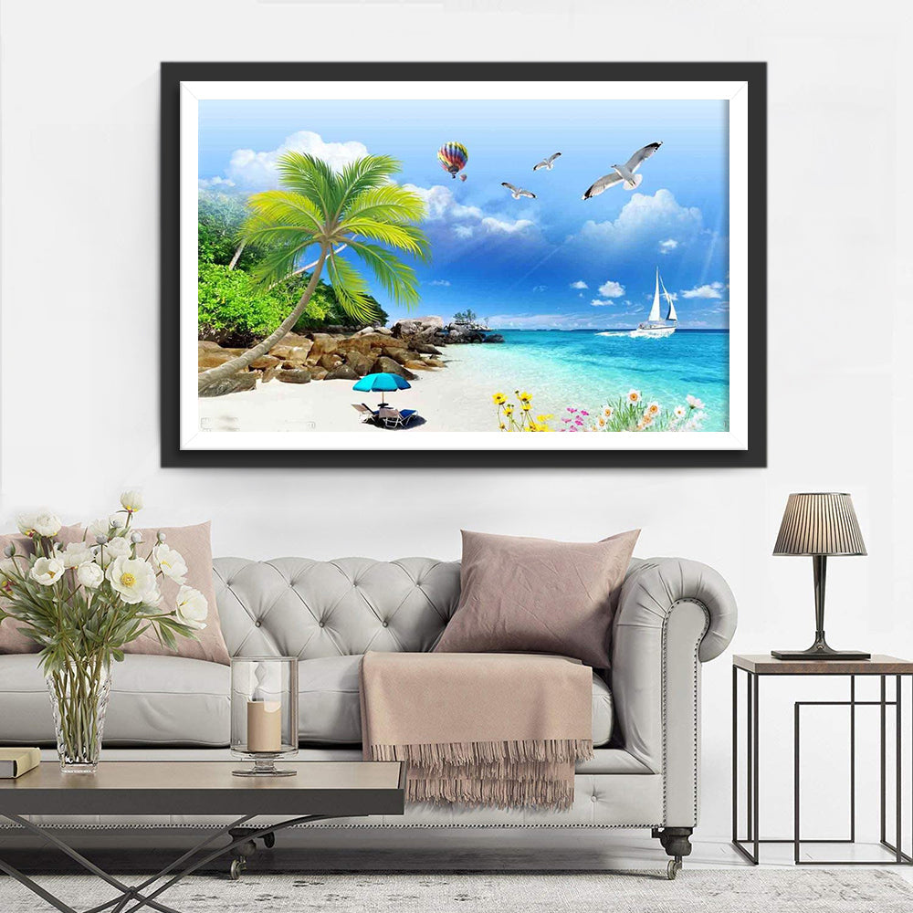 De Zorgeloze Sfeer van het Tropische Kustparadijs Diamond Painting