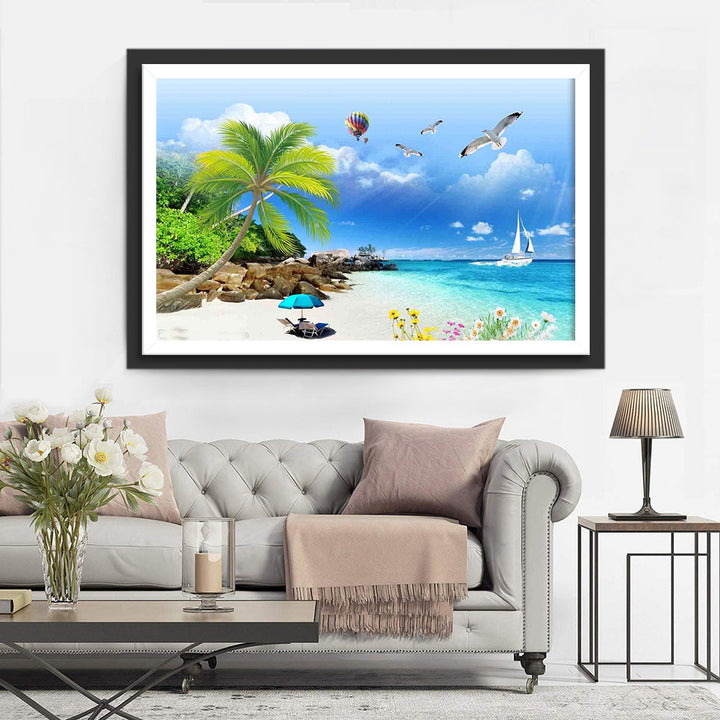 De Zorgeloze Sfeer van het Tropische Kustparadijs Diamond Painting