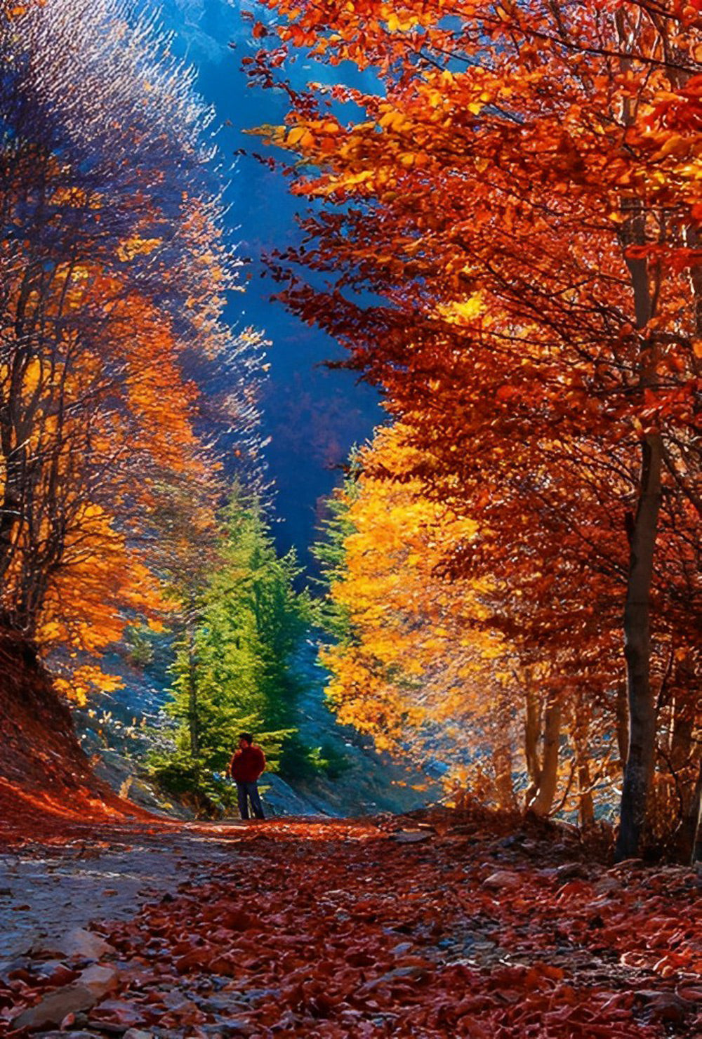 Diepzinnige Herfstscène met Kleurrijke Bladverlies Diamond Painting