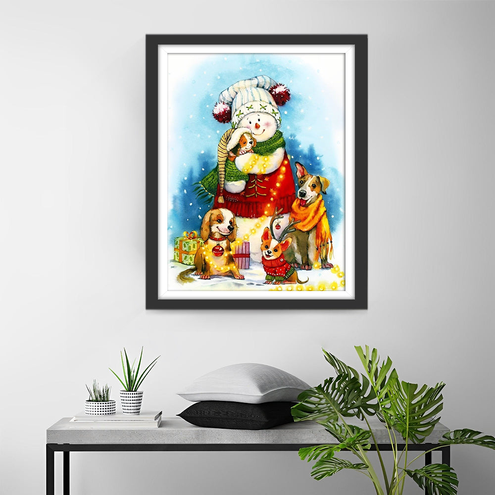 Dieren en Sneeuwwezen in Feestelijke Stemming Diamond Painting