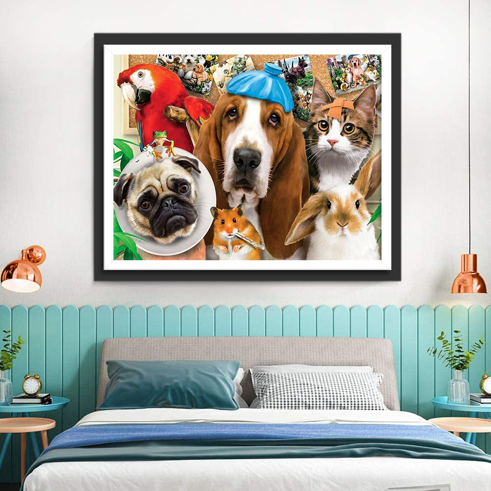 Dieren op een Groepsfoto Diamond Painting