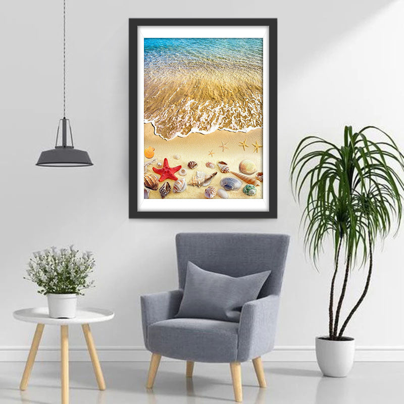 Diverse Zeedieren op het Strand Diamond Painting
