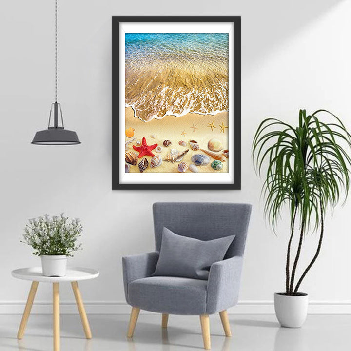 Diverse Zeedieren op het Strand Diamond Painting