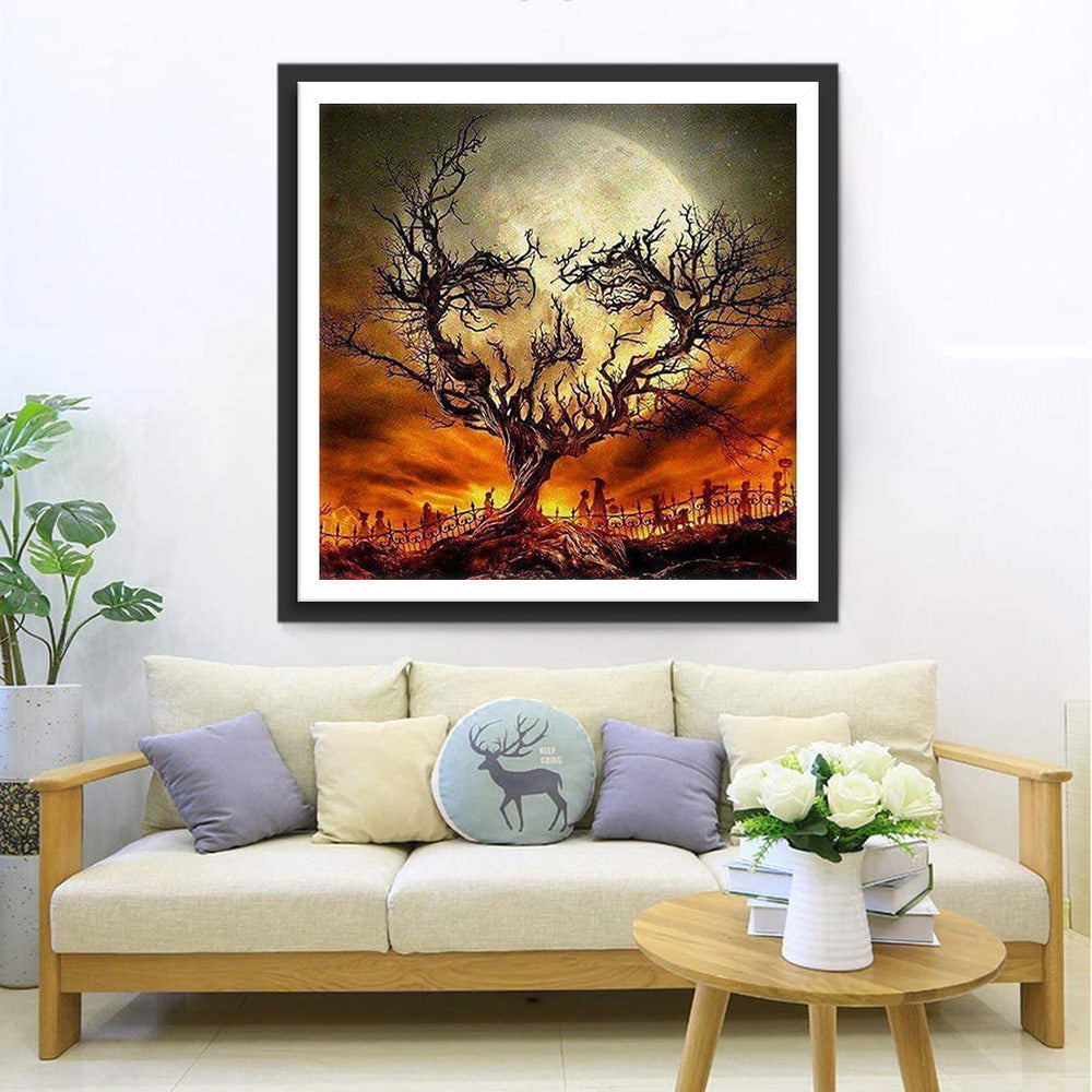 Dode Boom en Maan Diamond Painting