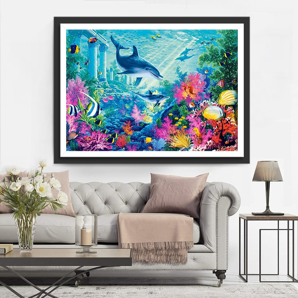Dolfijnen en Kleurrijke Zeedieren Diamond Painting