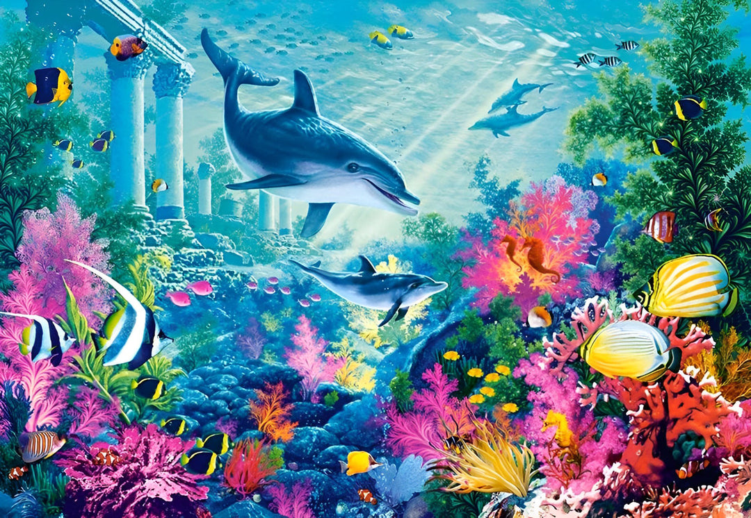 Dolfijnen en Kleurrijke Zeedieren Diamond Painting