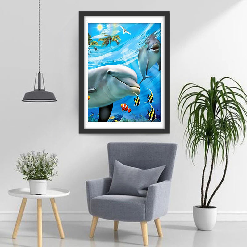 Dolfijnen en Vissen in de Zee Diamond Painting